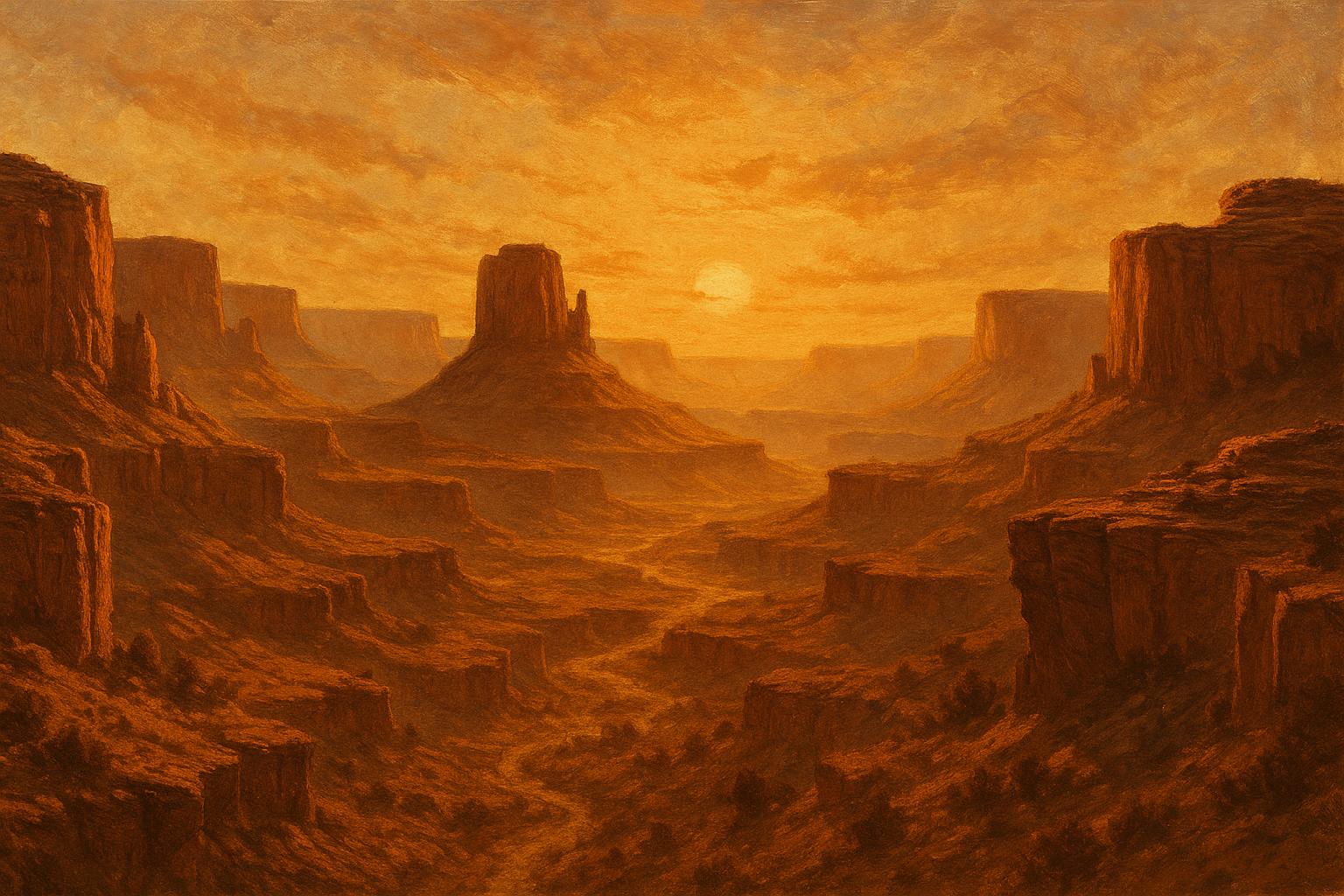 Frontier canyon at sunset